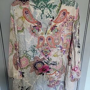 Soft Surroundings Sz 2xl Floral Multicolor Women's Tunic  Top